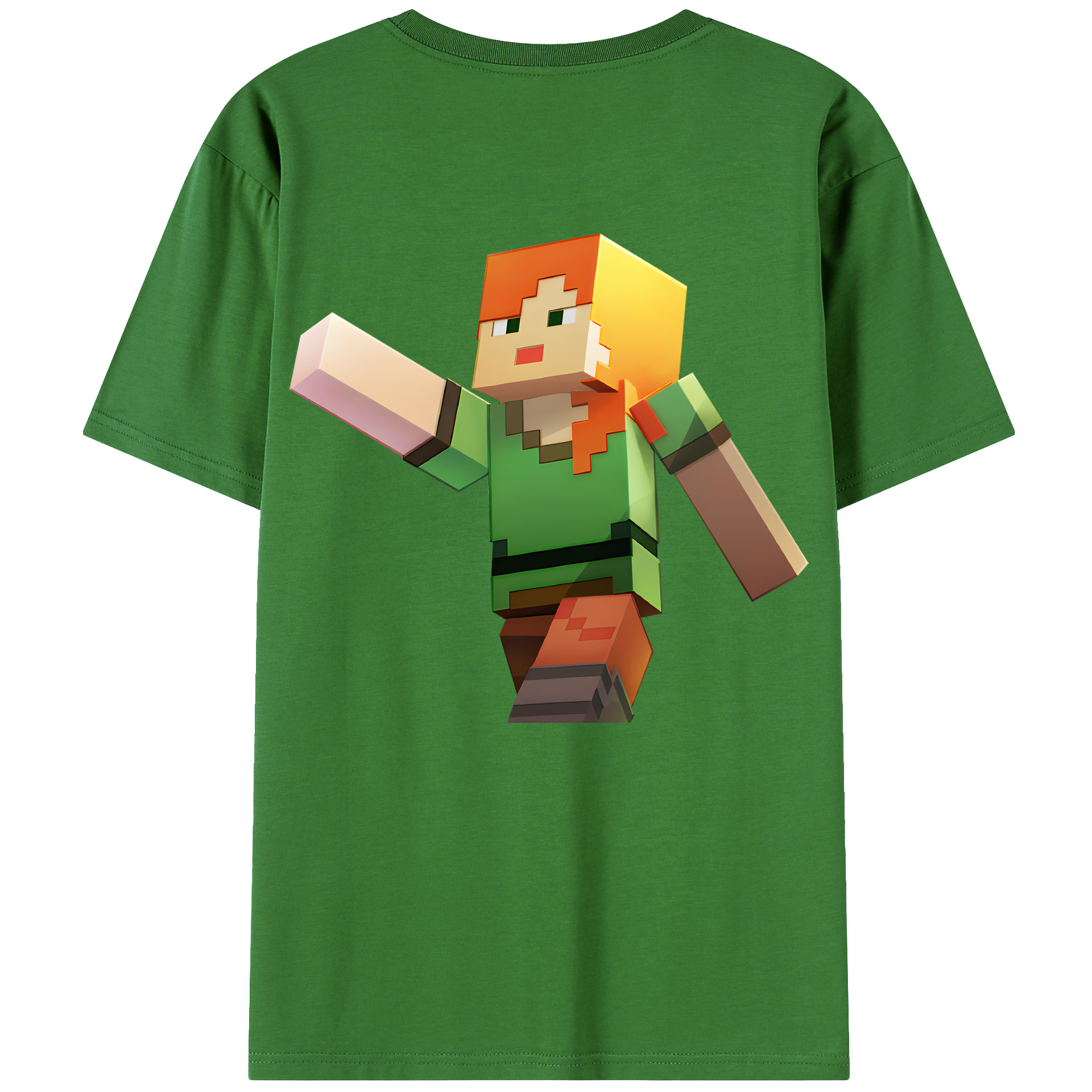 （画像用） マインクラフト ブロックの世界 Minecraft MC Block world レディース半袖Tシャツ(バックプリント)